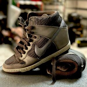 Nike Dunk Sky Hi, Size 10, Black Metallic Hematite.